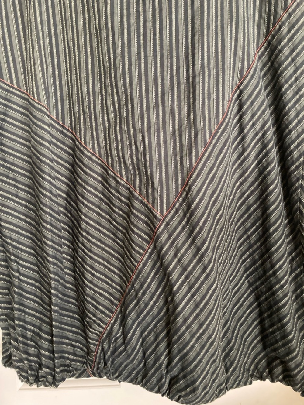 Striped Black and Gray Panel Midi Skirt by Ronen Chen - Picture 3 of 9